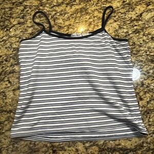 Jason Maxwell Sport Women Blue White Striped Camisole Tank Top Shelf Bra Large
